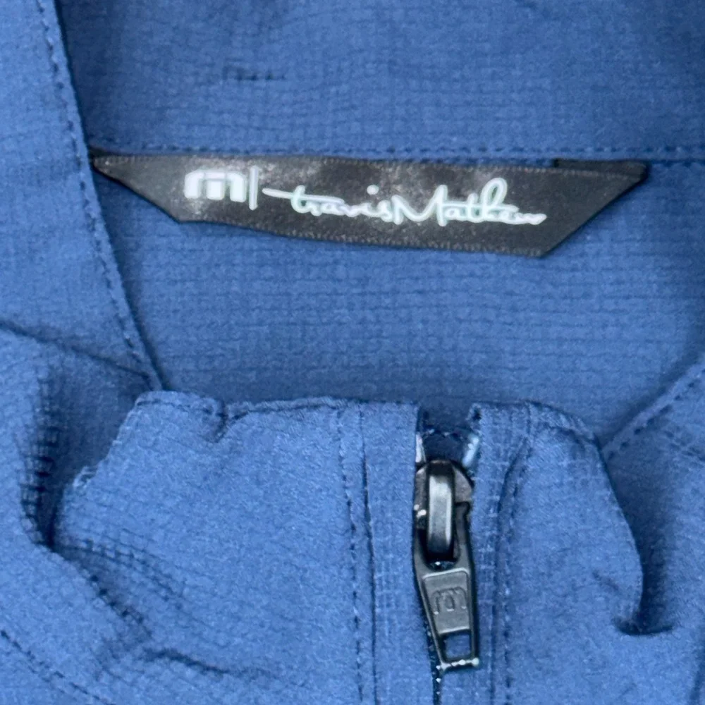TravisMathew Blue Full Zip Golf Jacket Mock Neck‎ Performance Outerwear Size M